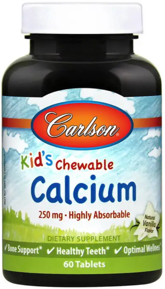 Кальцій цитрат для дітей Carlson Kids Chewable Calcium 250 mg 60 жувальних таб