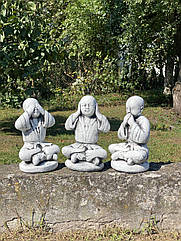 Набір садових фігур монахів сліпий, глухий, німий скульптура монаха для декору ручного розпису, 3 шт