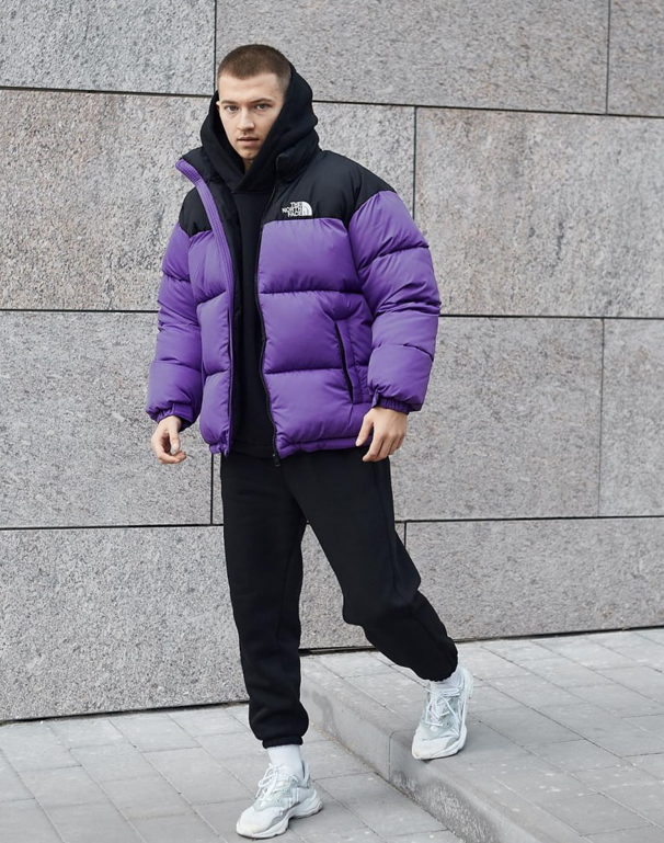 Чоловіча зимова куртка The North Face Tnf фіолетова Норд Фейс ТНФ коротка тепла молодіжна