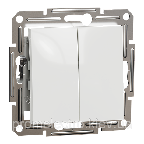 Вимикач Schneider-Electric Asfora 2-клавішний білий без рамки EPH0370121, фото 1
