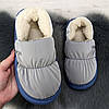 Тапочки жіночі чуні закриті плащівка на хутрі сірі 4292, фото 10