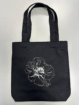 Шопер з вишивкою Прозорі маки Чорна