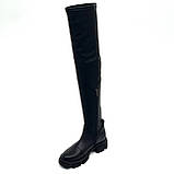 Сапожки ботфорти високі чорні жіночі із замком замшеві євро або байка S.Billini A1-74 шкіра стрейч розмір 37, фото 5