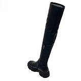 Сапожки ботфорти високі чорні жіночі із замком замшеві євро або байка S.Billini A1-74 шкіра стрейч розмір 37, фото 3