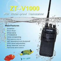 Радіостанція ZASTONE ZT-V1000 IP67 зі скремблером і потужністю 8 Вт, фото 3