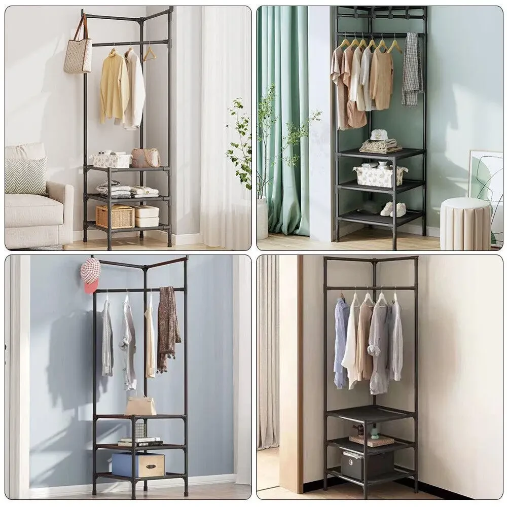 Кутова підлогова вішалка для одягу та взуття з гачками(Метал) Corner coat rack.