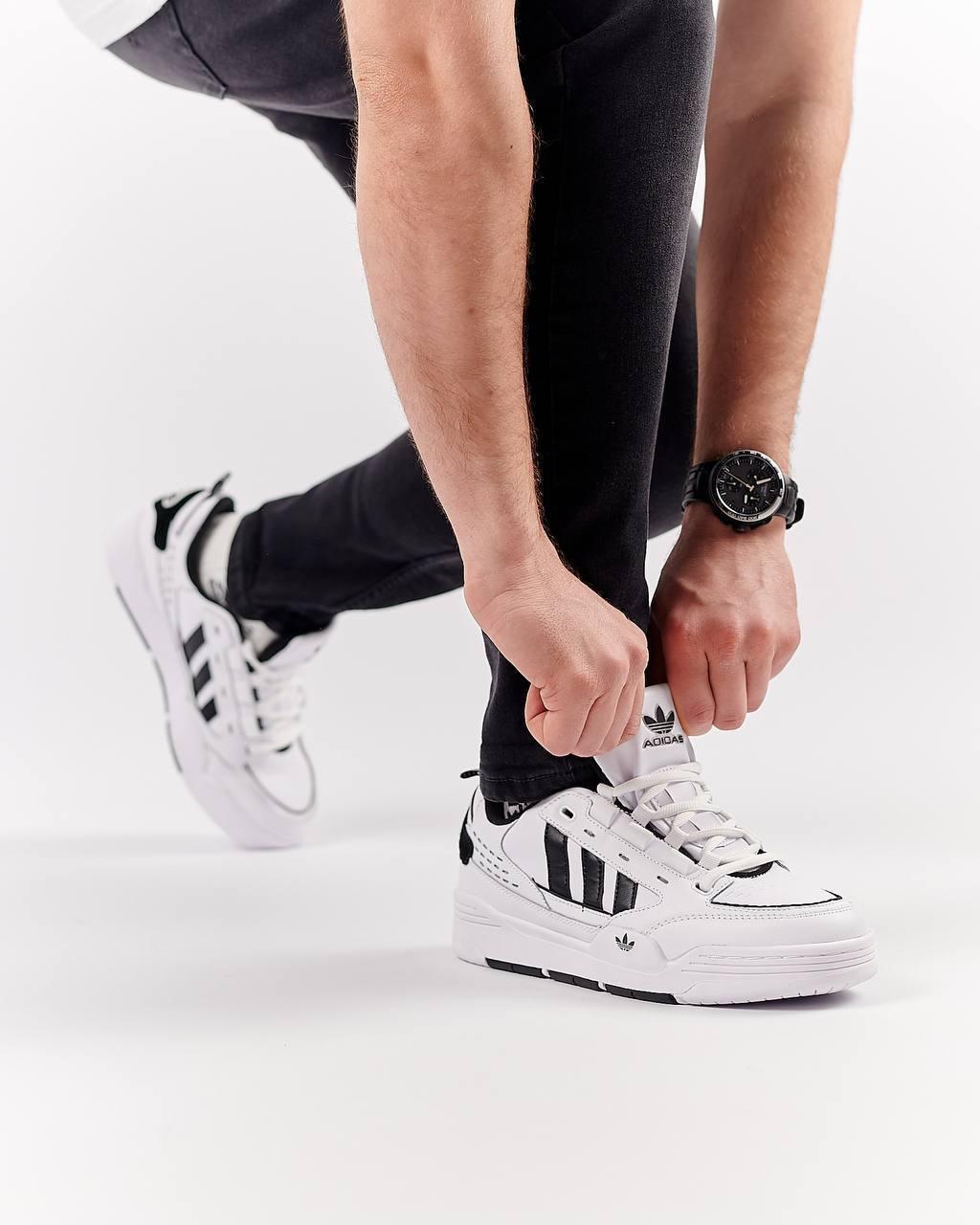 Чоловічі шкіряні кросівки Adidas Originals ADI2000 White Black, кеди чоловічі Адідас білі Чоловіче взуття