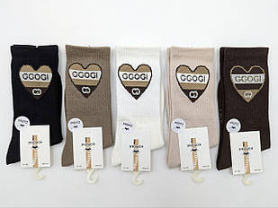 Жіночий високі шкарпетки Корона, бавовняні однотонні, серце і GCOGI. Розмір 36-41, 10 пар/уп. асорті кольорів
