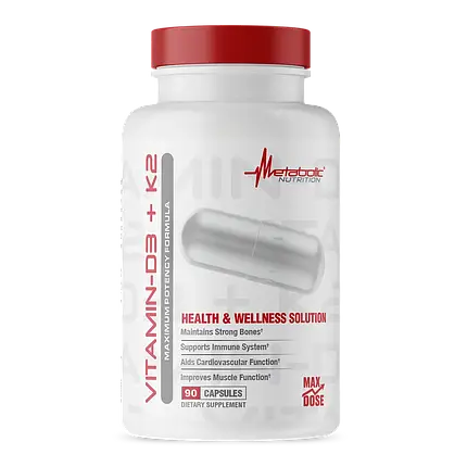 Вітаміни Д3+К2 Metabolic Nutrition Vitamin D3 7000 +K2 200 мкг 90 капс., фото 1