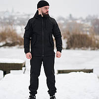 Тактичний бойовий костюм Softshell Int чорний (S - XXXL) софтшел поліестер мікрофліс Військова форма ЗСУ BAGS