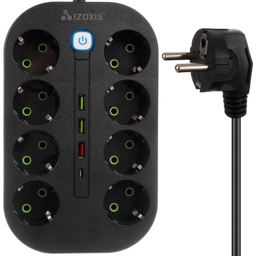 Розетка подовжувач 8 розеток + 3 входи USB, Type-C Izoxis 24460