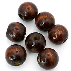 Дерев'яні намистини 14х13 мм Ø 4,2 мм 50 г (+-55 шт.) Коричневий темний