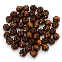 Дерев'яні намистини 12х11 мм Ø 3,5 мм 50 г (+-85 шт.) Коричневий темний