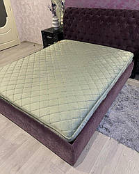 Наматрасник чехол велюровый стеганный оливка 180х200см