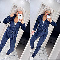 Базовий жіночий велюровий костюм синий 42,44,46,48,50,52