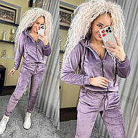 Базовий жіночий велюровий костюм бузковий 42,44,46,48,50,52