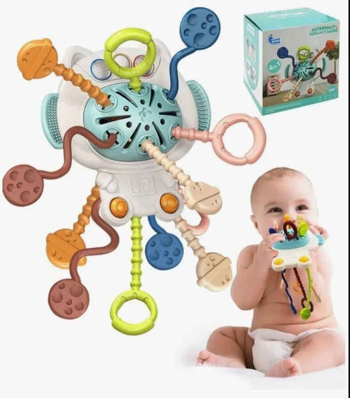 Логічна іграшка 888-5 текстурне брязкальце прорізувач Космонавтик, фото 1