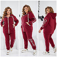Женский спортивный костюм на флисе , р-48-58 Теплый женский костюм на осень . Кофта на молнии и штаны
