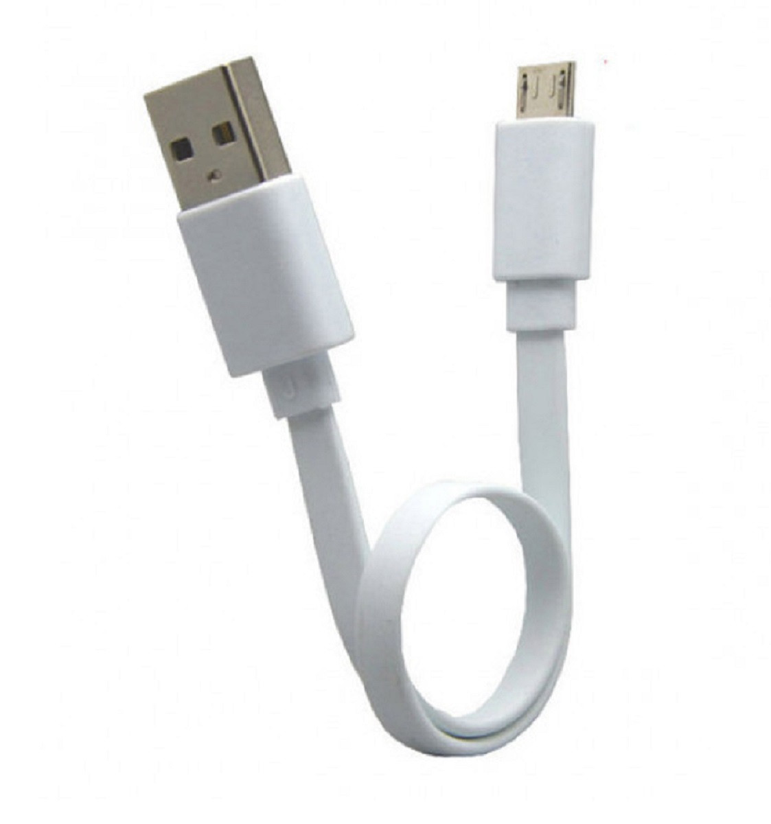 Кабель USB-microUSB для заряджання телефону планшету плаский 20 см білий, фото 1