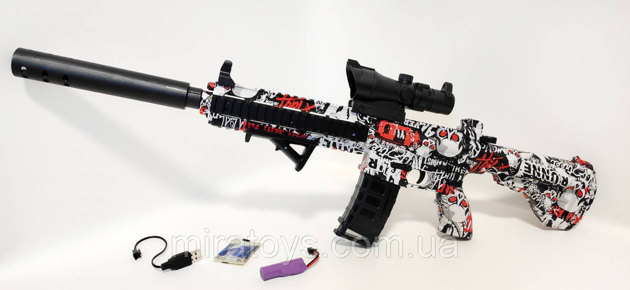 Дитячий автомат на орбізах M416 Future Battle Red на акумуляторі 71 см