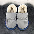 Тапочки жіночі чуні закриті плащівка на хутрі сірі 4292, фото 10
