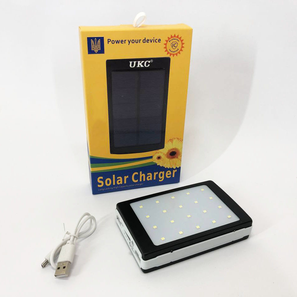 УМБ Power Bank Solar 20000 mAh мобільне зарядне з сонячною панеллю та лампою, повербанк NJ-223 для планшета