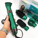 Фен потужний VGR, Стайлер фен гребінець для волосся, Фен- браш для укладання Легкий професійний UY-93, фото 9
