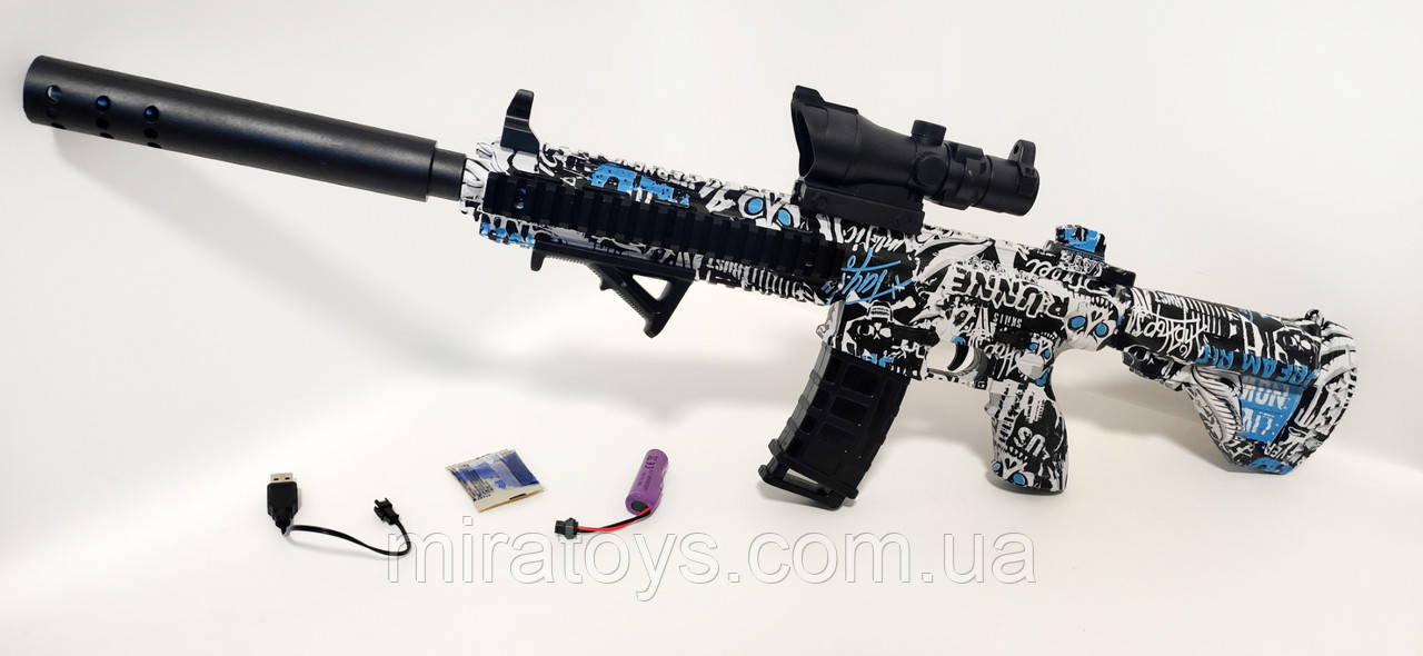 Дитячий автомат на орбізах M416 Future Battle Blue на акумуляторі 71 см