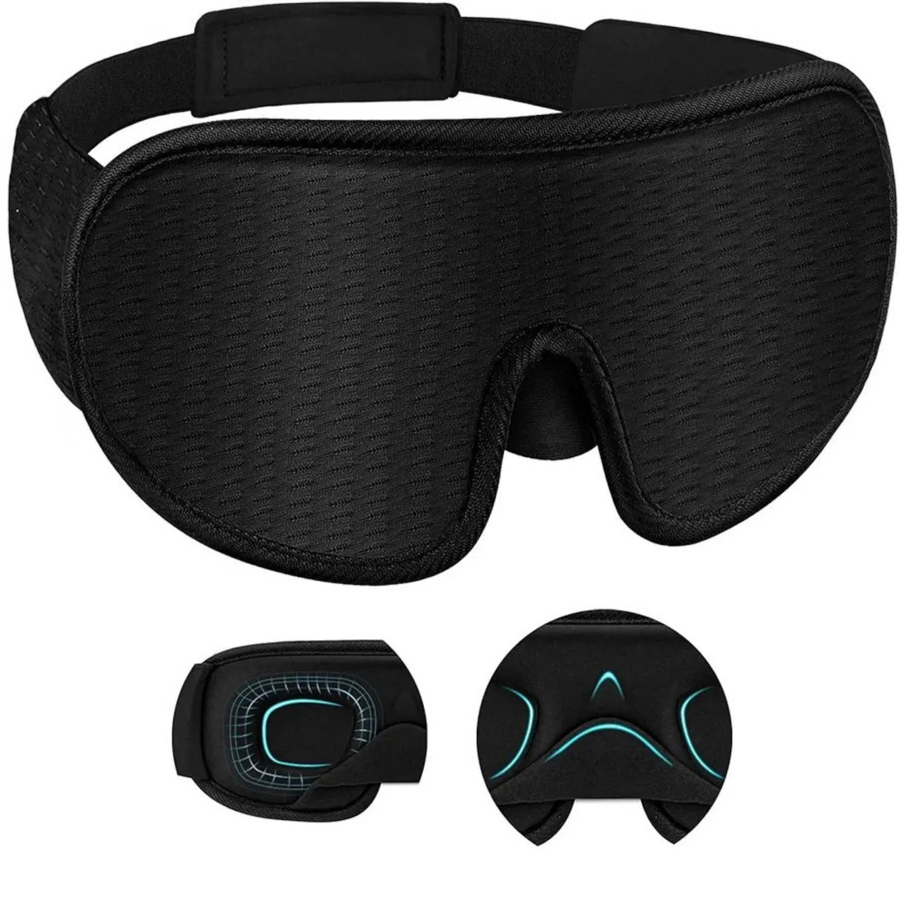 Маска для сну Supretto дихаюча анатомічна, Чорний (8968), фото 1