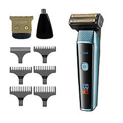 Електробритва триммер акумуляторний з насадками та USB машинка для стрижки бездротова VGR бритва Lugi