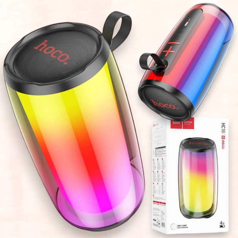 Bluetooth колонка HOCO HC18 Jumper colorful luminous Портативна Акустика колонка з підсвічуванням black