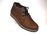 Ботинки мужские зимние коричневые кожаные обувь на меху дезерты Rosso Avangard King Brown