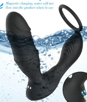 Вібратор анальний з кільцем Vibrator Sexmachine Anal Plug Смарт 11 см 9 режимів роботи чорний