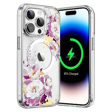 Чохол на iPhone 16 прозорий протиударний із малюнком та принтом UF TPU+PC SGP MagSafe N52 "Veraflore" 1