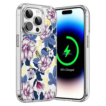 Чохол на iPhone 16 прозорий протиударний із малюнком та принтом UF TPU+PC SGP MagSafe N52 "Veraflore" 2
