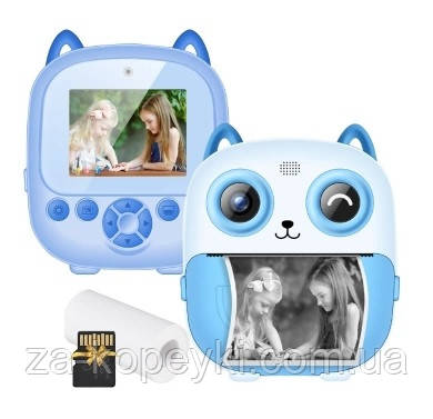 Дитячий фотоапарат моментального друку Print Camera S5 Blue + карта пам'яті, фото 1