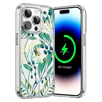 Чохол на iPhone 16 прозорий протиударний із малюнком та принтом UF TPU+PC SGP MagSafe N52 "Veraflore" 4