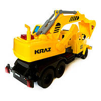 Будівельна техніка Кран Краз жовтий пластик 1:16 Автопром світло звук 29*16,5*8см ( KR-2202-12A), фото 4