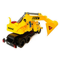 Будівельна техніка Кран Краз жовтий пластик 1:16 Автопром світло звук 29*16,5*8см ( KR-2202-12A), фото 5