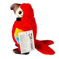 М'яка інтерактивна іграшка папуга червона повтор голосу ходить 18см (K14802), фото 2