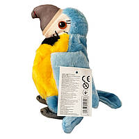 М'яка інтерактивна іграшка папуга синьо-жовтий повтор голосу ходить 18см (K14802), фото 2