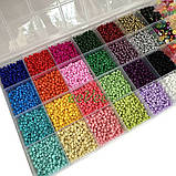 Набір бісеру і намистин для створення браслетів і прикрас в органайзері з фурнітурою і резинкою (60649), фото 3