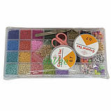 Набір бісеру і намистин для створення браслетів і прикрас в органайзері з фурнітурою і резинкою (60649), фото 8