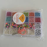 Набір бісеру і намистин для створення прикрас в органайзері з ножицями і резинкою Різнобарвний (60650), фото 5