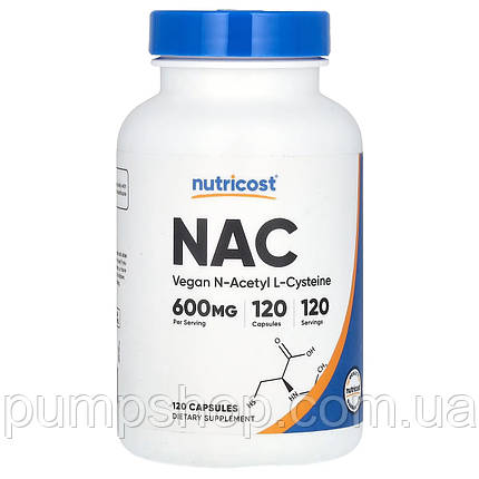 Амінокислота N-ацетил L-цистеїн Nutricost NAC 600 мг 120 капс., фото 1