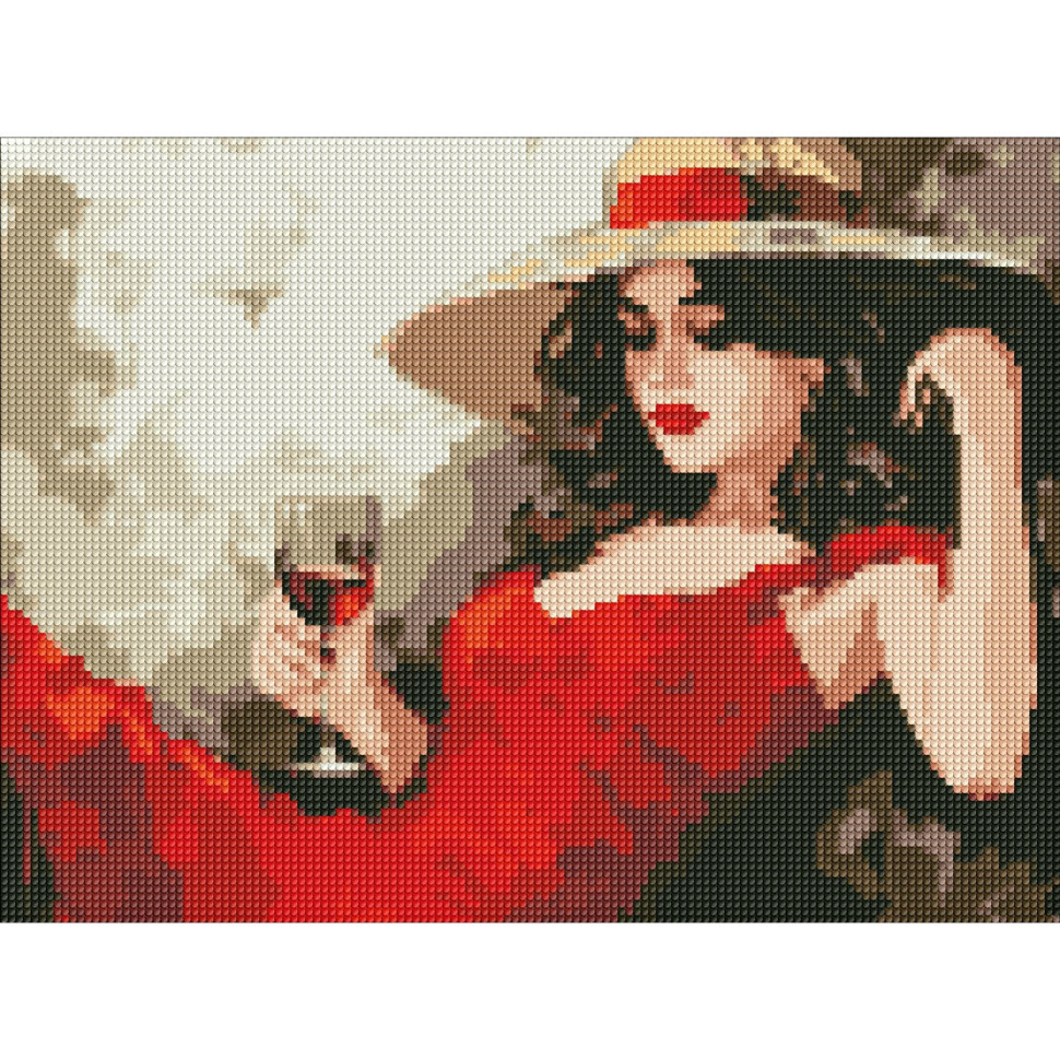 Алмазна мозаїка "Дівчина в капелюсі" AMO7891, 30х40 см, фото 1