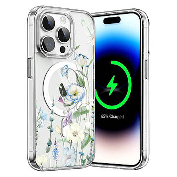 Чохол на iPhone 16 прозорий протиударний із малюнком та принтом UF TPU+PC SGP MagSafe N52 "Veraflore" 8