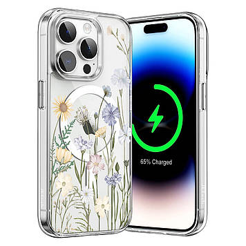 Чохол на iPhone 16 прозорий протиударний із малюнком та принтом UF TPU+PC SGP MagSafe N52 "Veraflore" 9