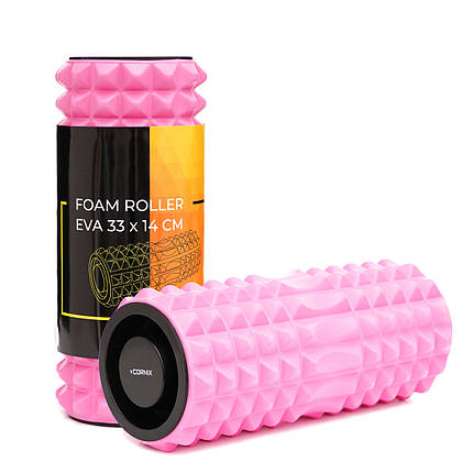Масажний ролик Cornix EVA 33 x 14 см (валик, ролер) XR-0339 Pink, фото 1