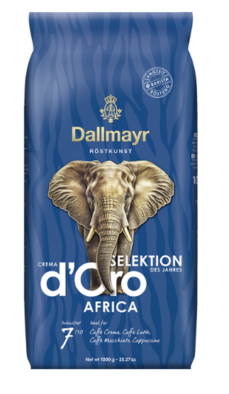 Кава Dallmayr Crema d'Oro Selektion Africa 1 кг купаж з арабіки (70%) та робусти (30%) 4008167035503